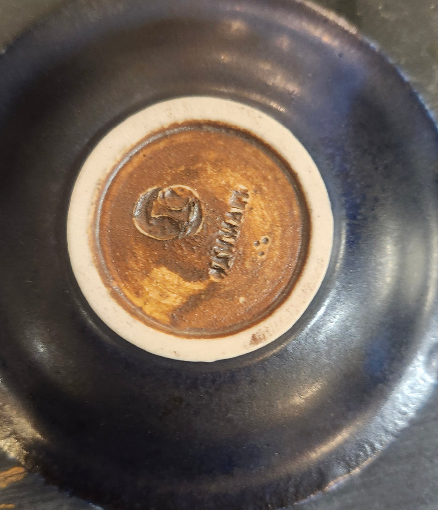 Saxbo, Denmark, small dish with blue matte glaze K2122