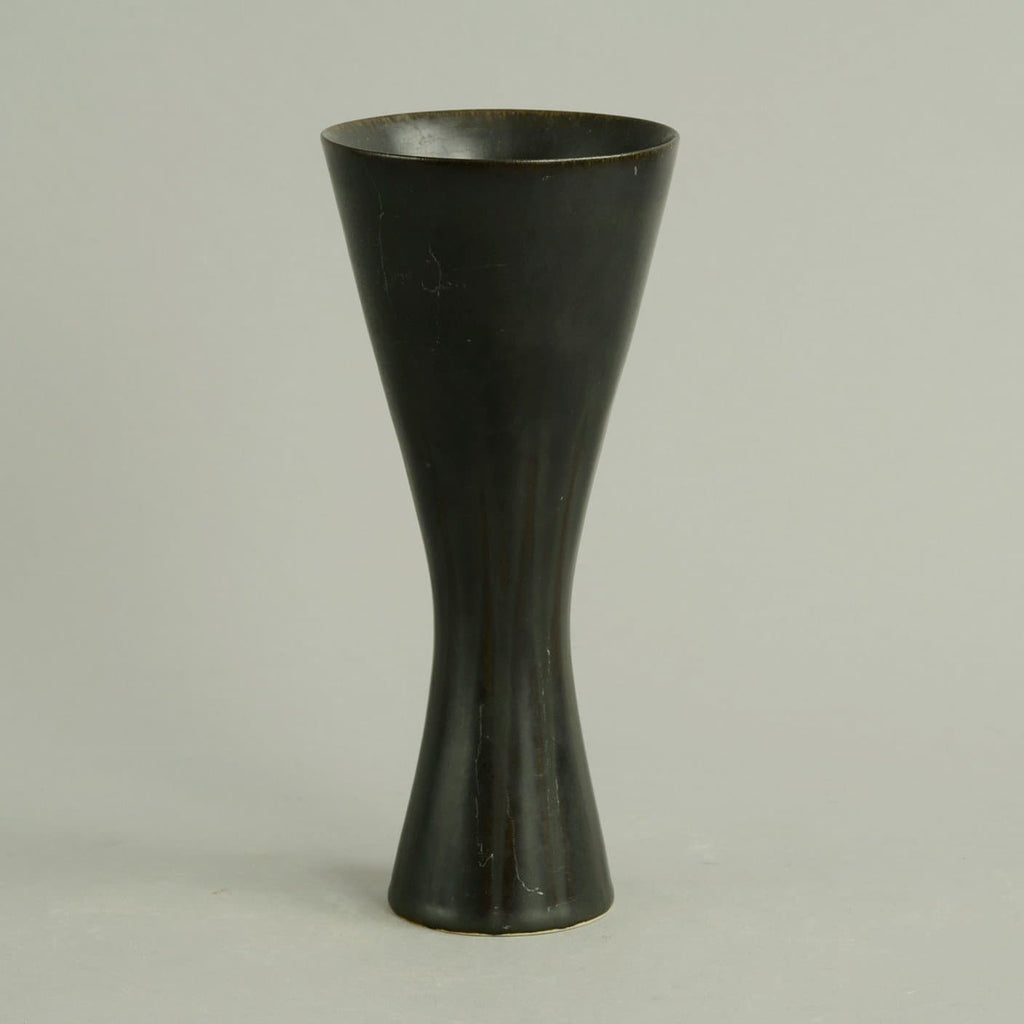 Group of six dark brown vases by Carl Harry Stålhane for Rörstrand, Sweden
