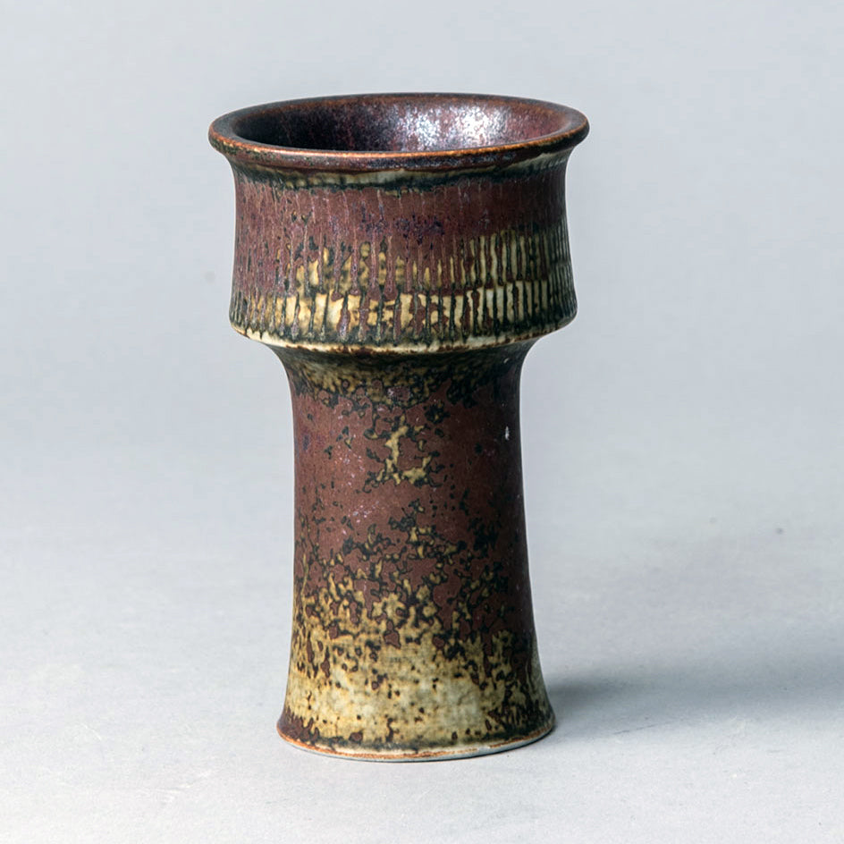 Stig Lindberg  for Gustavsberg, unique stoneware vase with brown matte glaze H1070