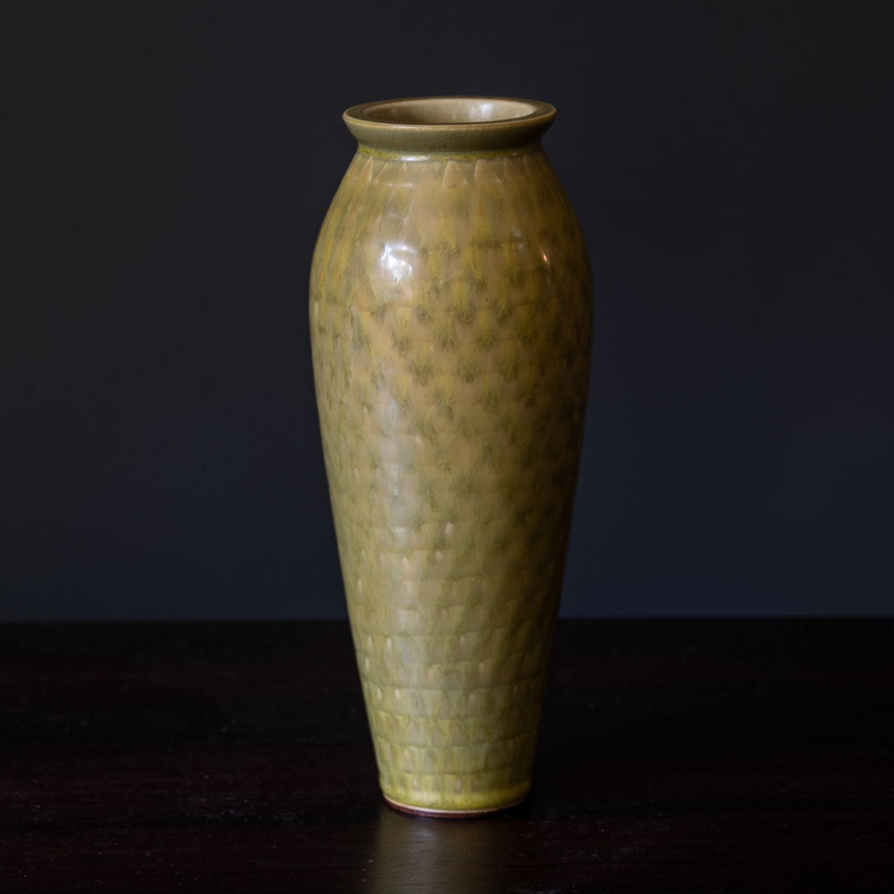Berndt Friberg for Gustavsberg patterned vase with yellow haresfur glaze H1268