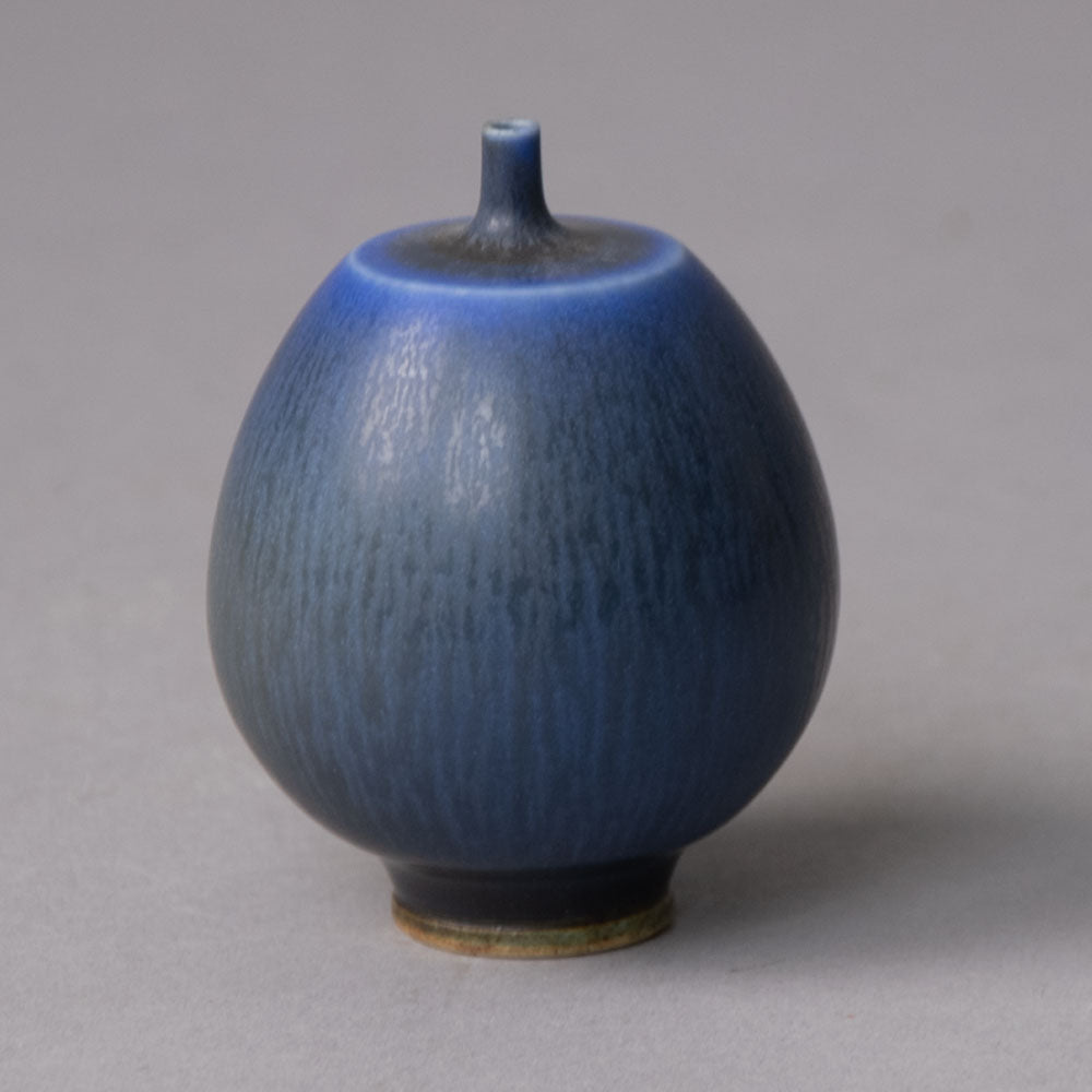 Berndt Friberg for Gustavsberg miniature vase with blue-gray haresfur glaze H1234