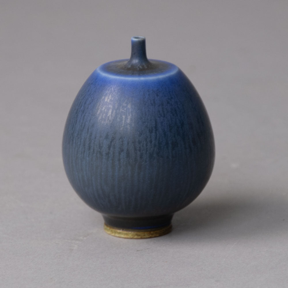 Berndt Friberg for Gustavsberg miniature vase with blue-gray haresfur glaze H1234