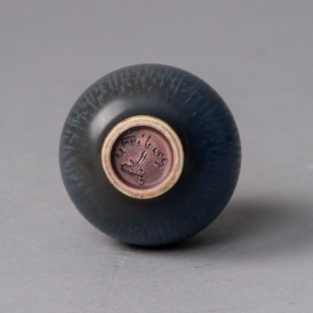 Berndt Friberg for Gustavsberg miniature vase with blue-gray haresfur glaze H1234