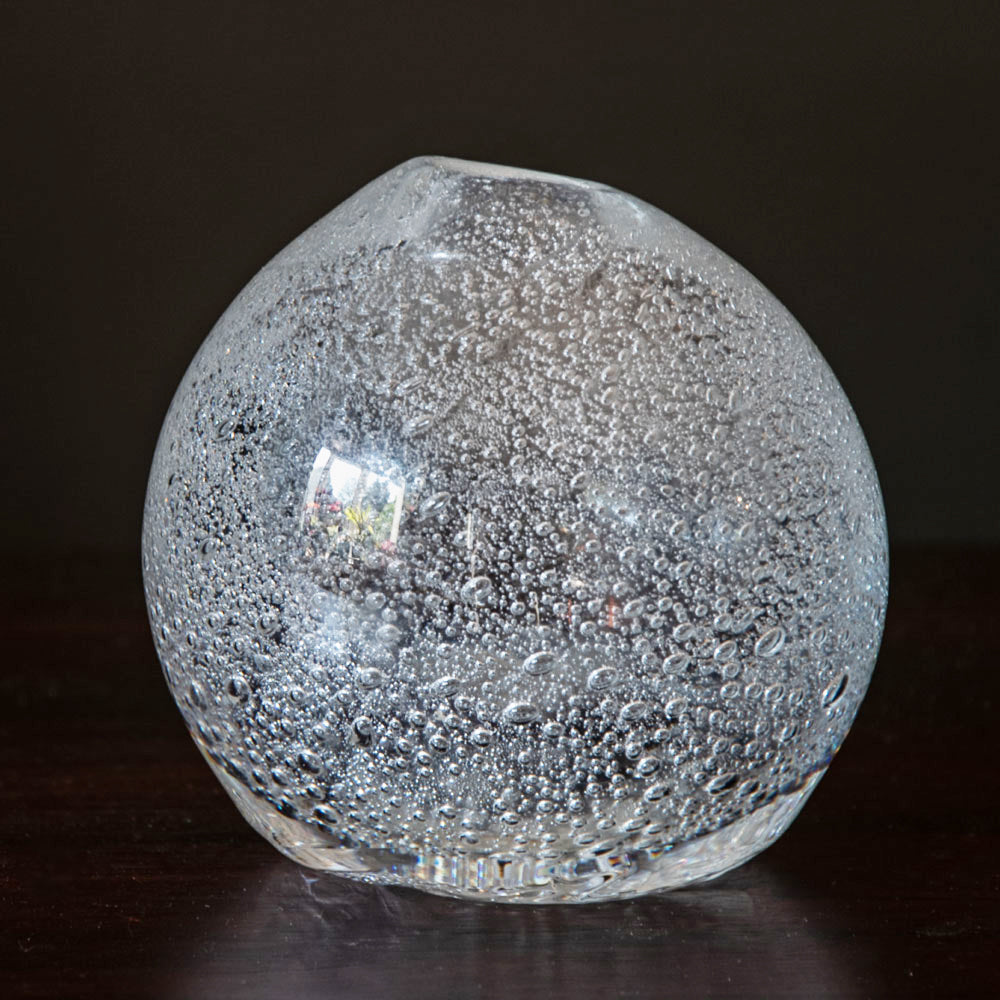 Tapio Wirkkala for Iittala, clear glass vase with internal bubbles H1168