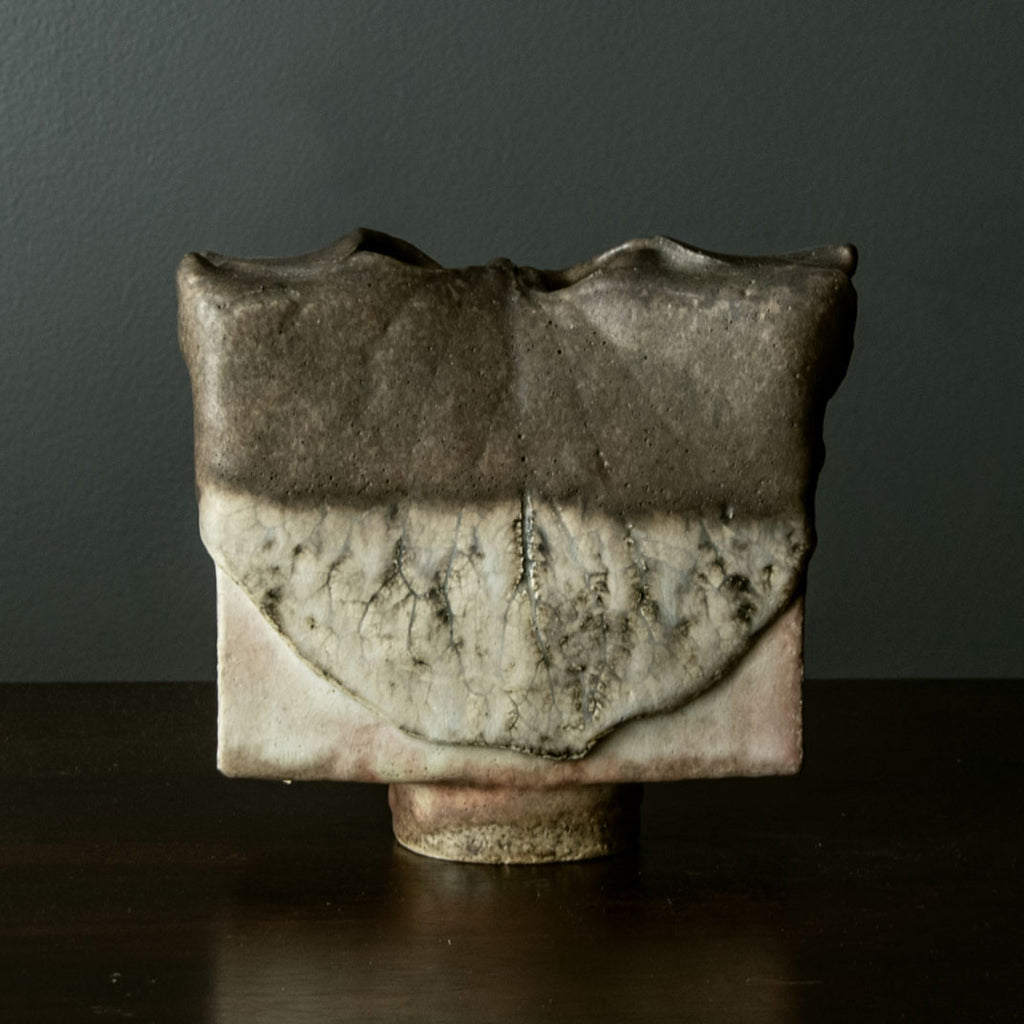 Antje Brüggemann Breckwoldt, unique sculptural vase with pink and brown glaze H1086