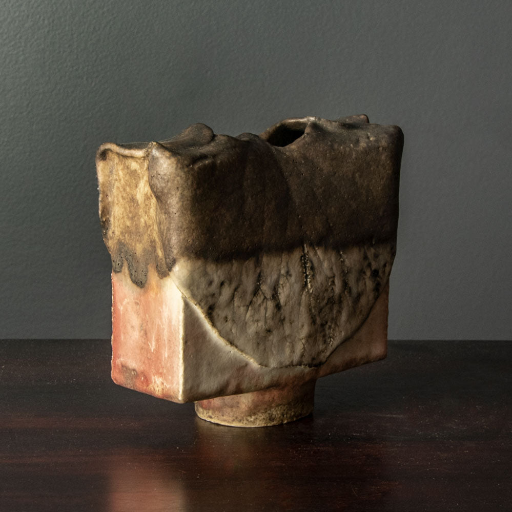 Antje Brüggemann Breckwoldt, unique sculptural vase with pink and brown glaze H1086