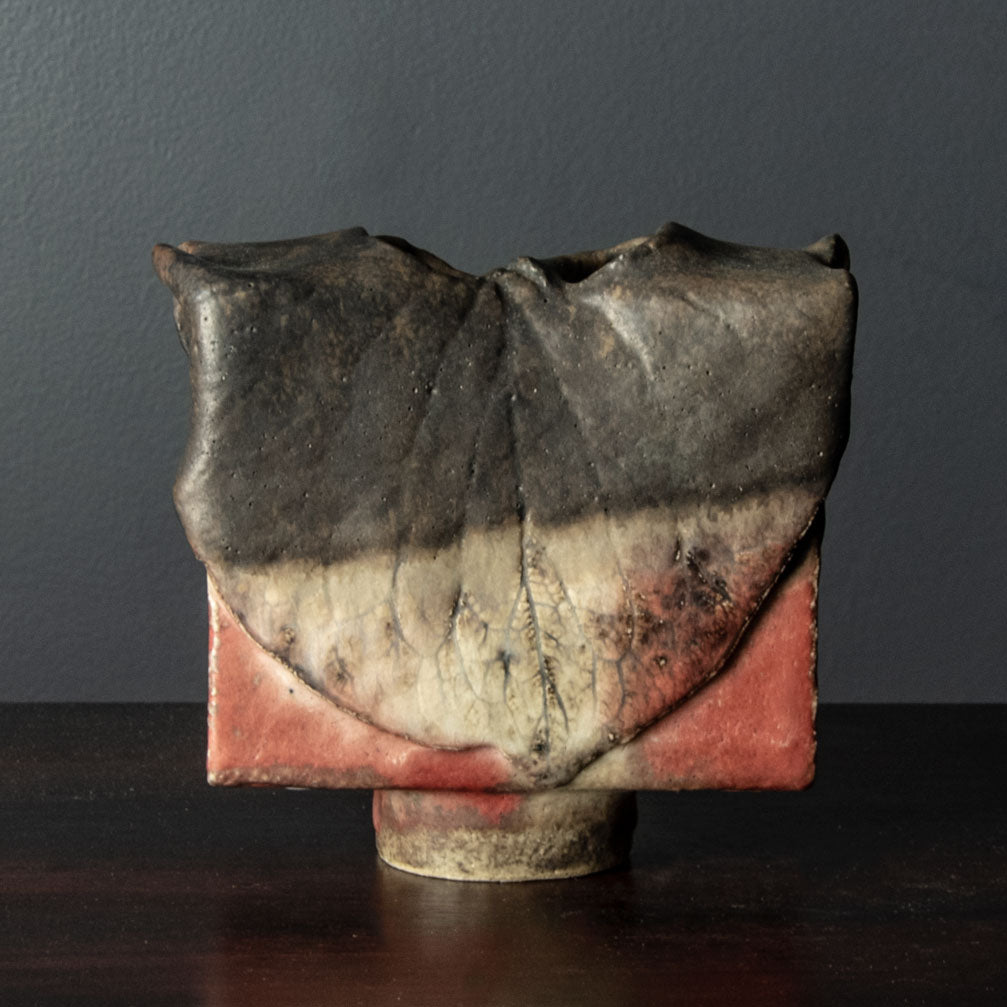 Antje Brüggemann Breckwoldt, unique sculptural vase with pink and brown glaze H1086