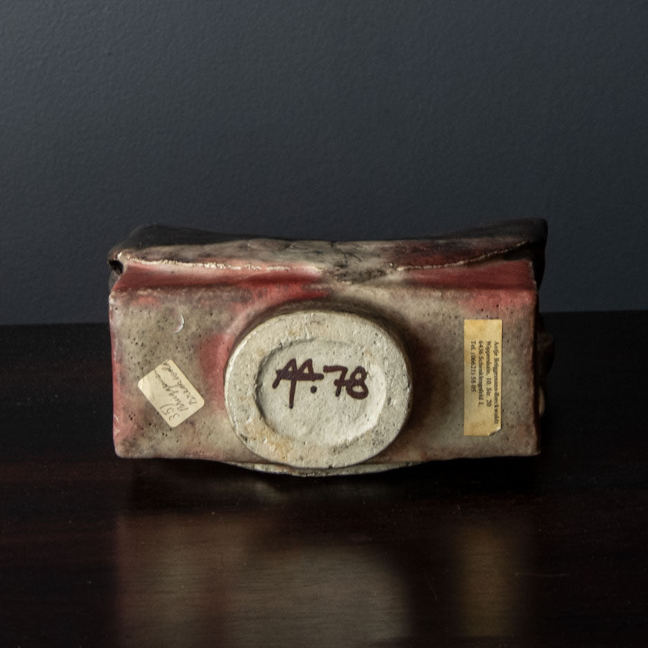 Antje Brüggemann Breckwoldt, unique sculptural vase with pink and brown glaze H1086