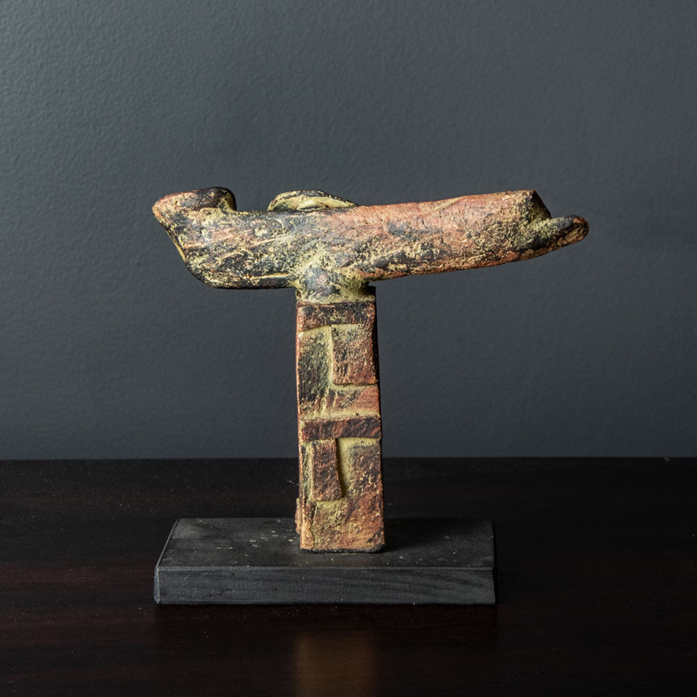 John Maltby, own studio, UK, stoneware figure of knight and shield H1322