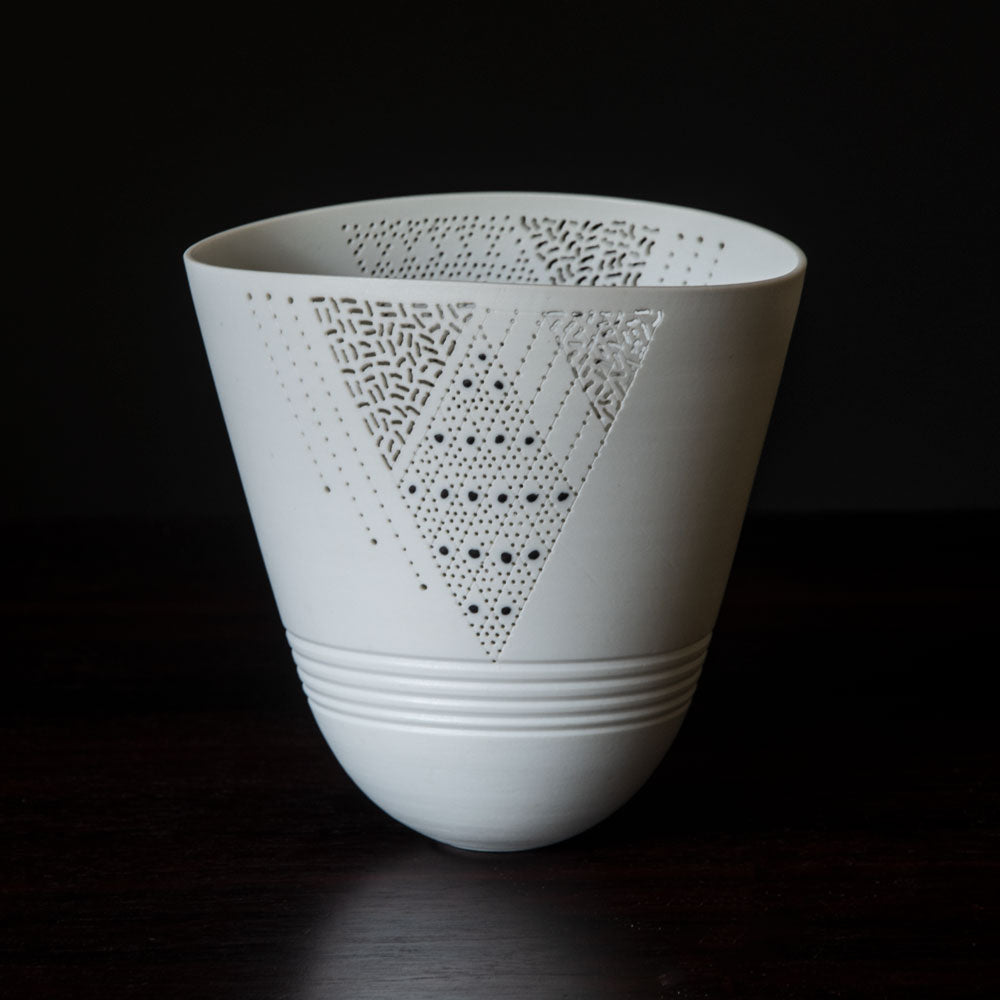Horst Göbbels, own studio, Germany, porcelain pierced vase H1209