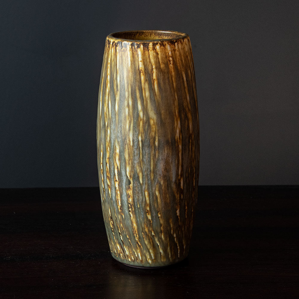 Gunnar Nylund for Rorstrand, vase with striated brown glaze G9493