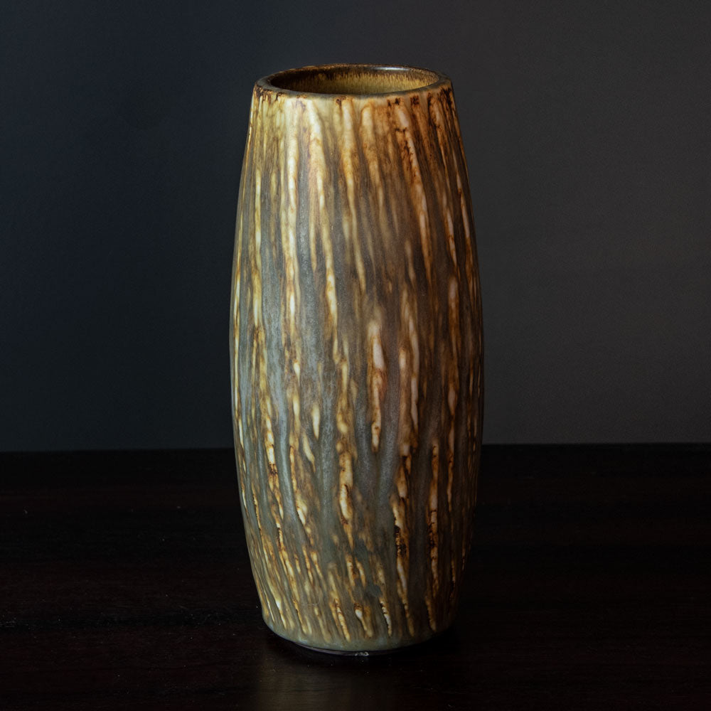 Gunnar Nylund for Rorstrand, vase with striated brown glaze G9493