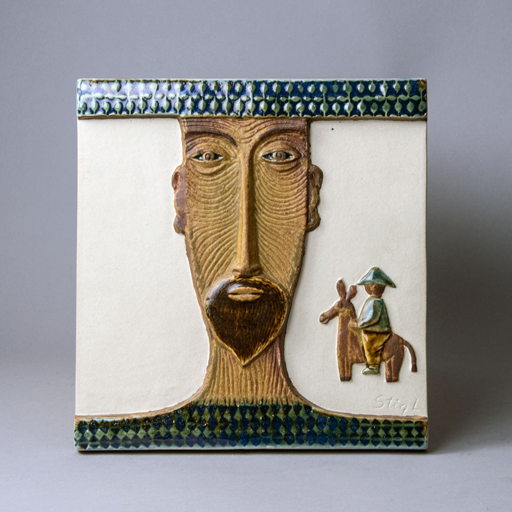 Stig Lindberg for Gustavsberg, stoneware "Don Quixote" tile H1184