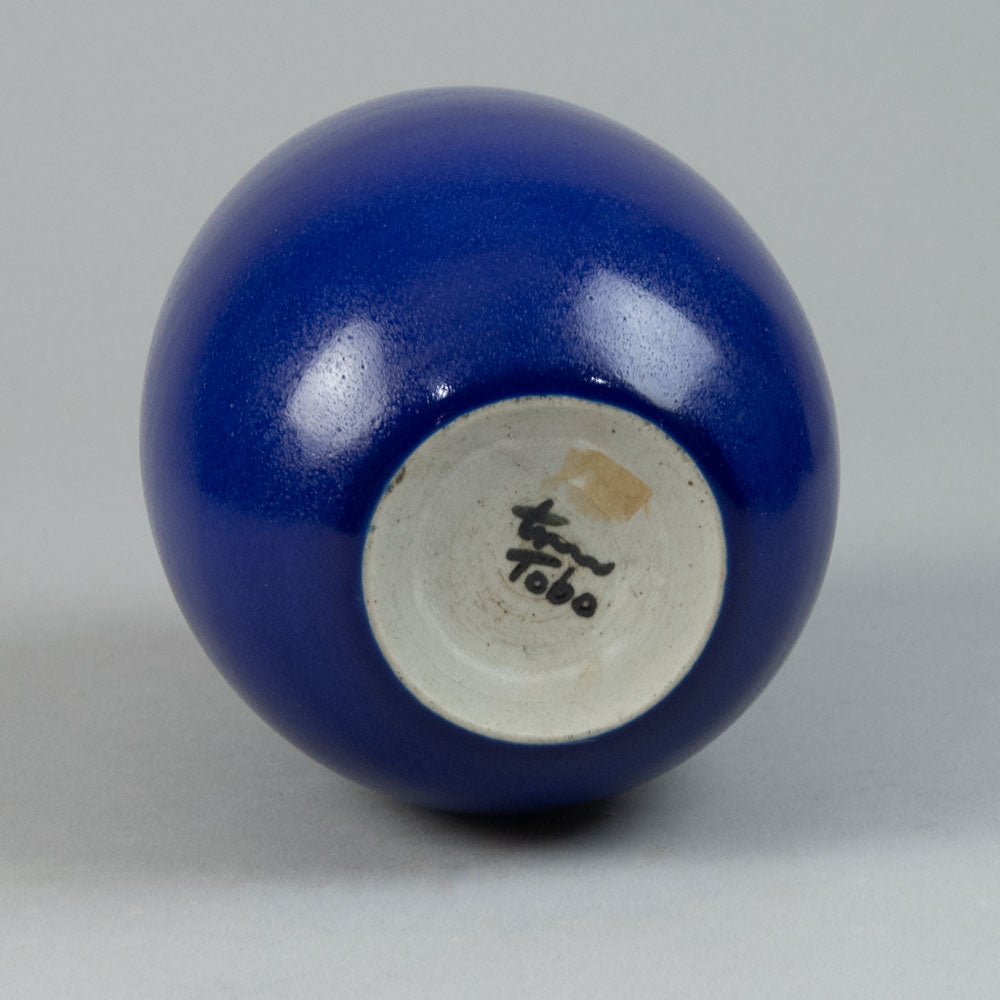 Erich and Ingrid Triller for Tobo, large oval vase with glossy cobalt blue glaze H1310