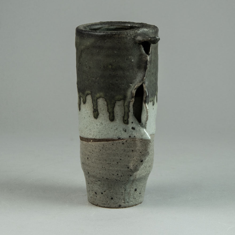 Antje Brüggemann-Breckwoldt, own studio, Germany, unique stoneware vase with gray glaze H1085