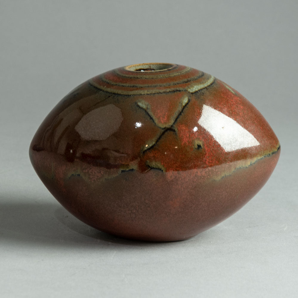 Wilhelm and Elly Kuch, Germany, stoneware vase with glossy brick-red glaze H1076