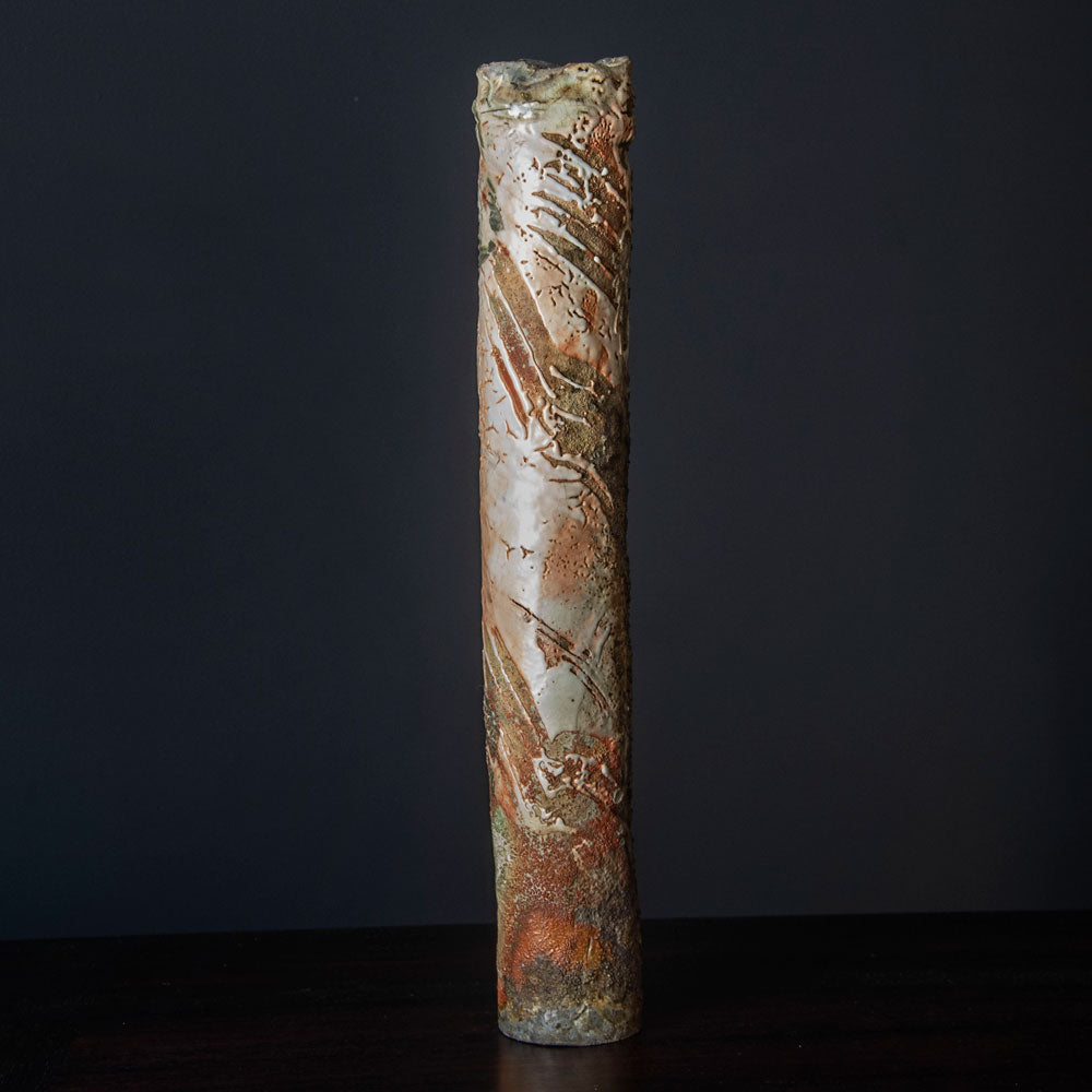 Pascal Geoffroy, France, anagama fired cylindrical stoneware vase H1330