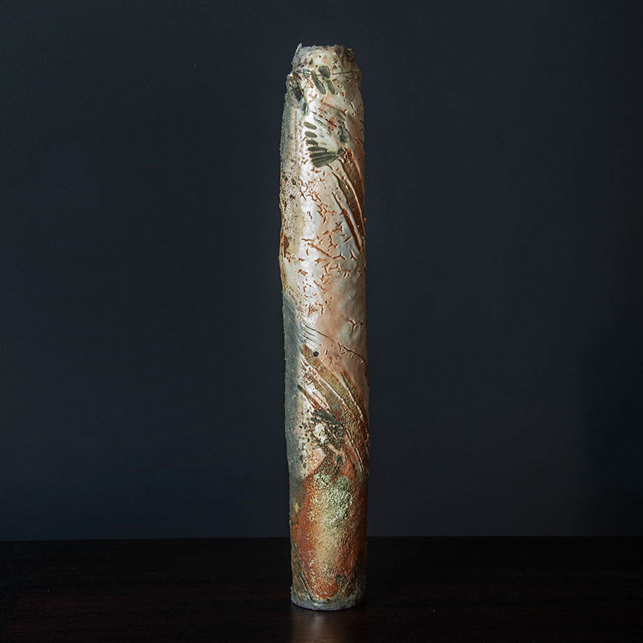 Pascal Geoffroy, France, anagama fired cylindrical stoneware vase H1330