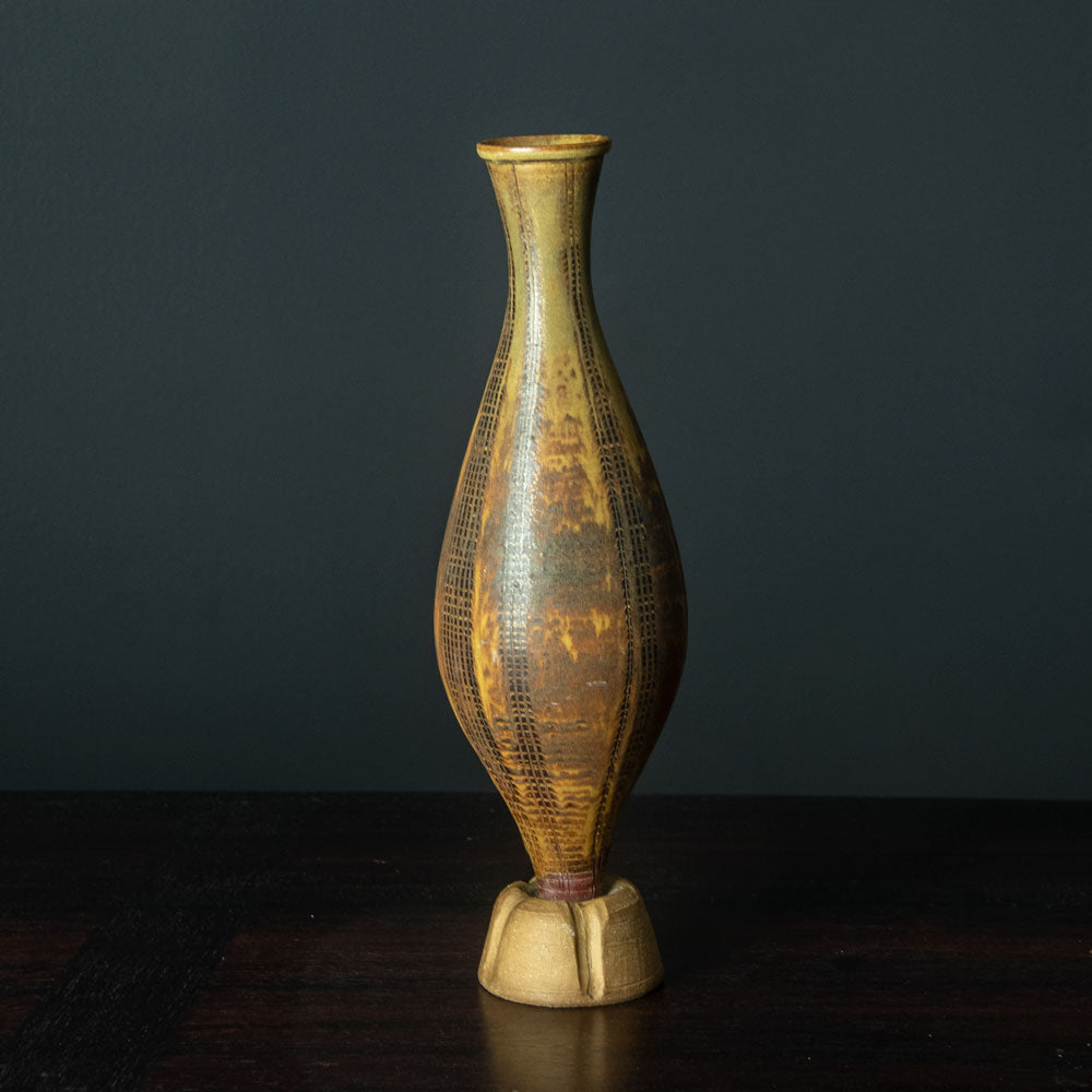 Wilhelm Kage for Gustavsberg"Farsta" "Terra Spirea" footed vase H1332