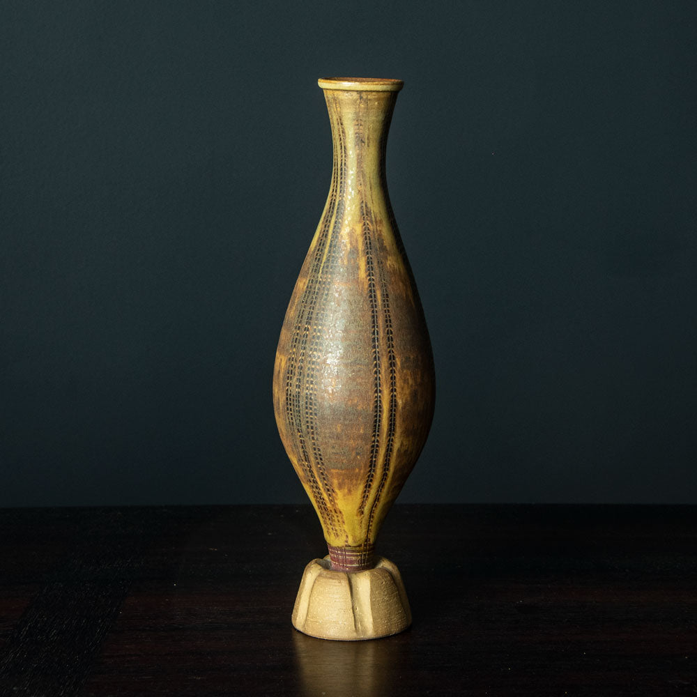 Wilhelm Kage for Gustavsberg"Farsta" "Terra Spirea" footed vase H1332