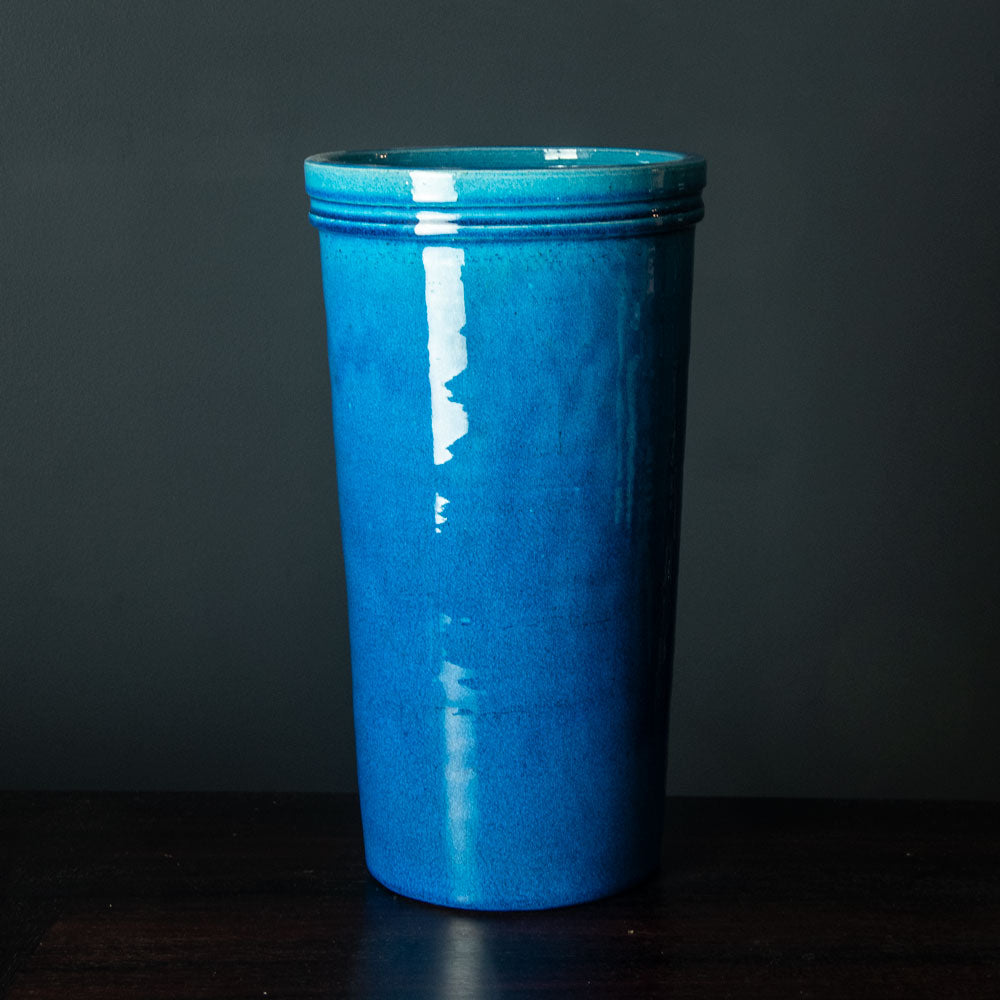 Nils Kähler for Herman A. Kähler Keramik very large cylindrical vase with turquoise glaze b3441