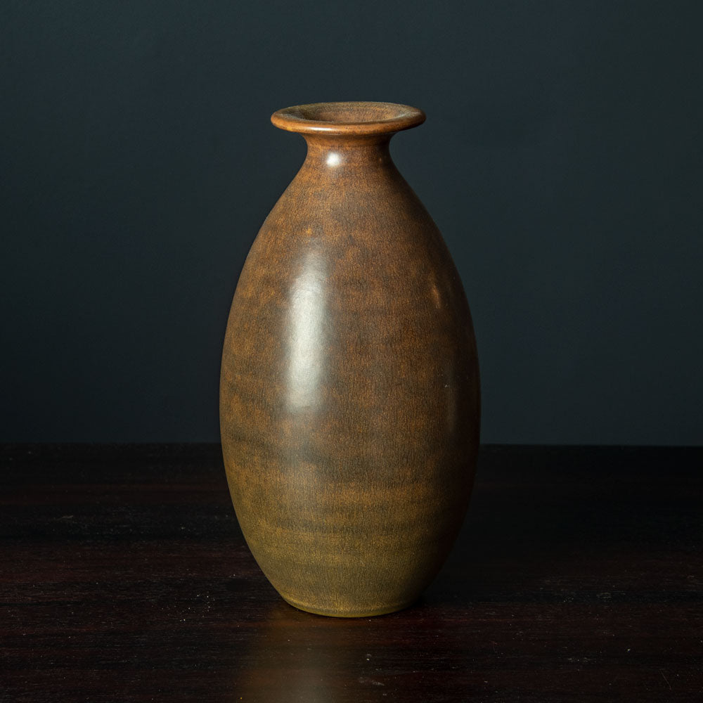 Erich and Ingrid Triller for Tobo, stoneware vase with reddish brown glaze G9459