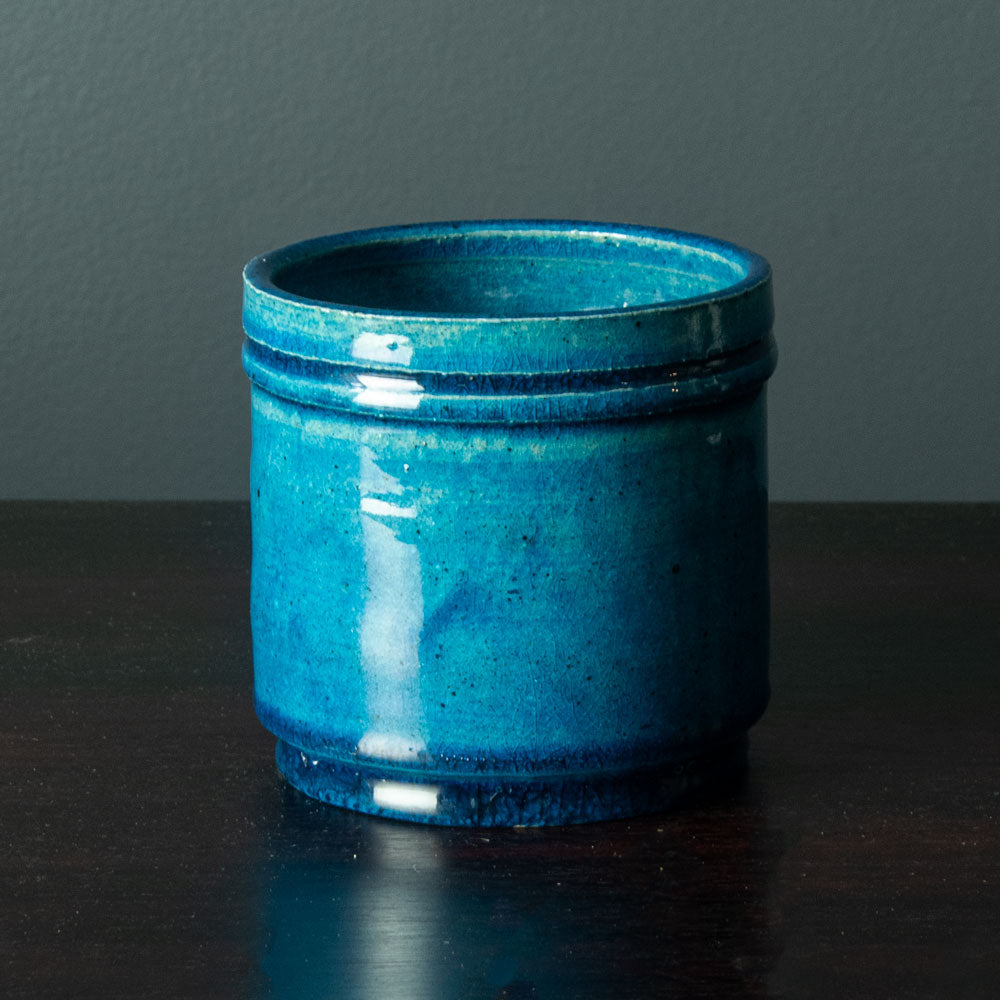 Nils Kahler for Herman A. Kahler Keramik cylindrical vase with turquoise glaze