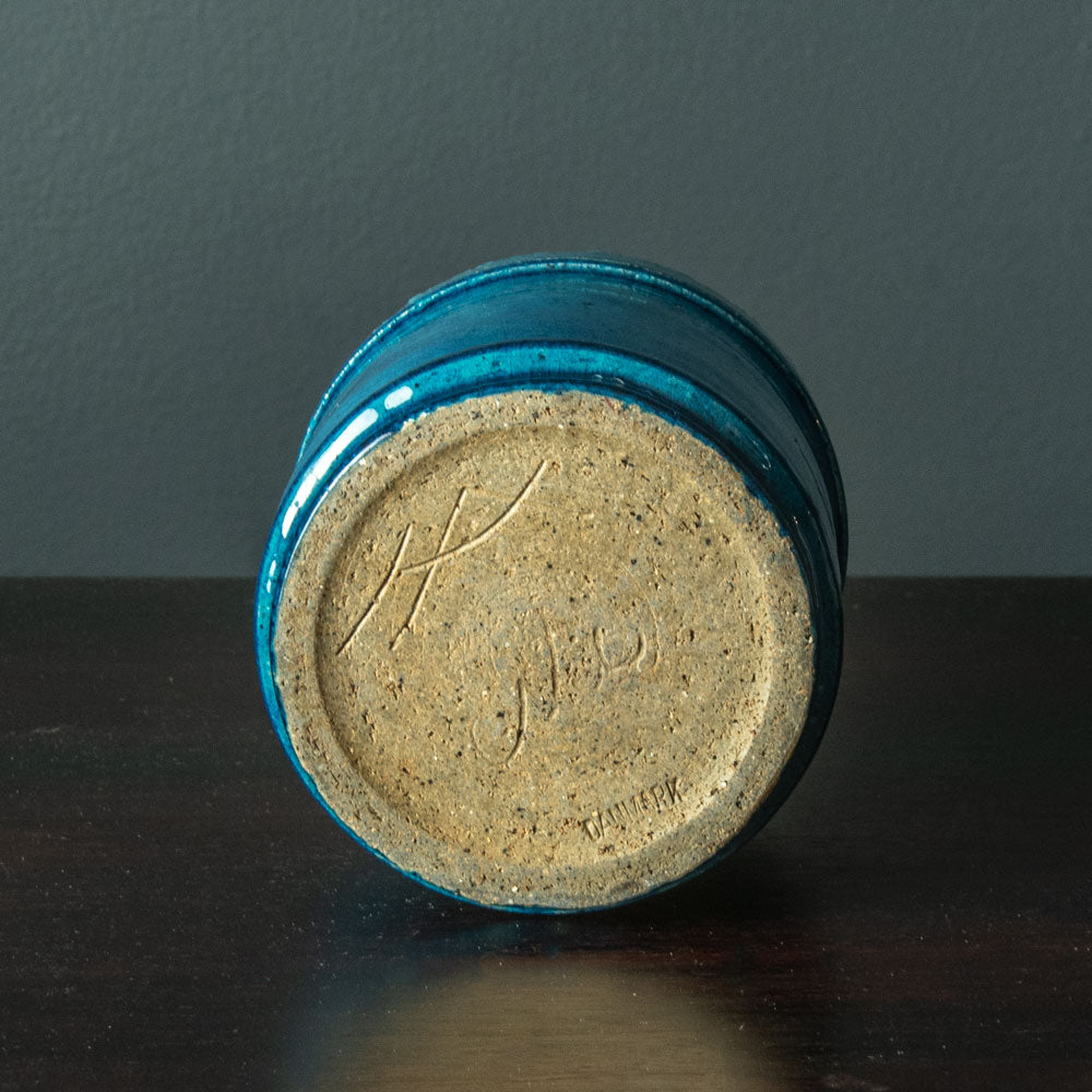 Nils Kahler for Herman A. Kahler Keramik cylindrical vase with turquoise glaze