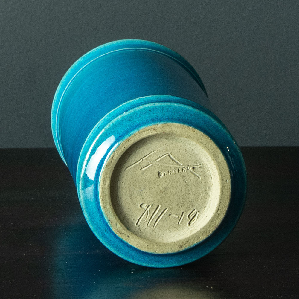Nils Kähler for Herman A. Kähler Keramik, cylindrical vase with turquoise glaze H1337