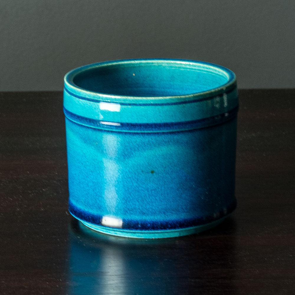 Nils Kähler for Herman A. Kähler Keramik cylindrical vase with turquoise glaze H1338