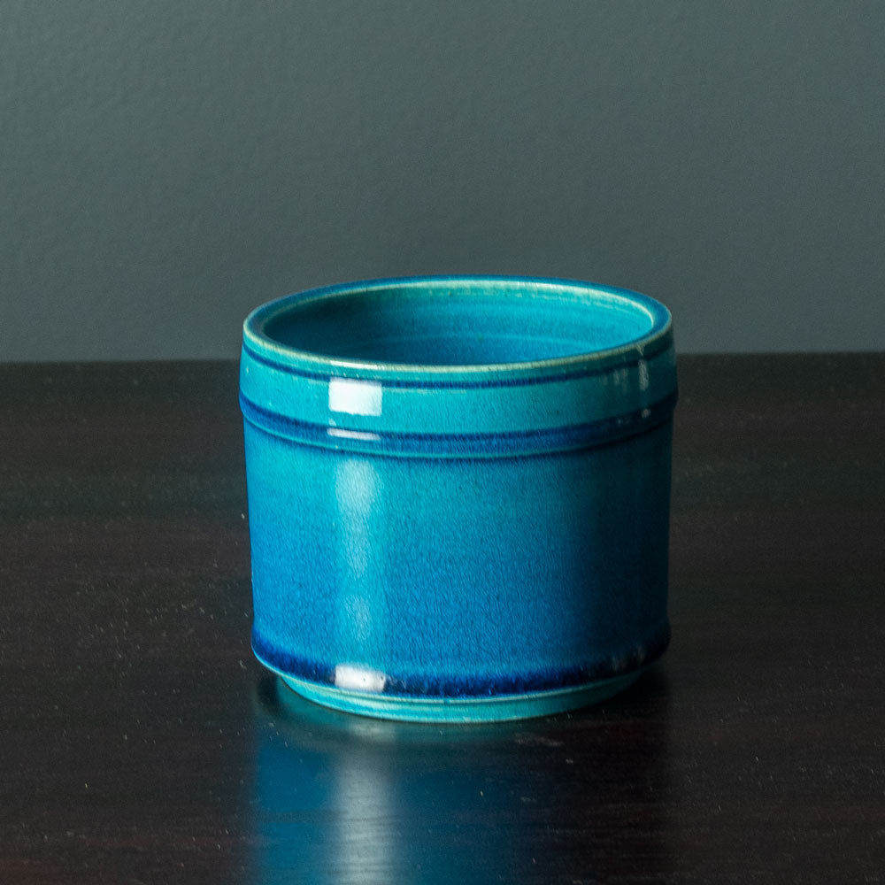 Nils Kähler for Herman A. Kähler Keramik cylindrical vase with turquoise glaze H1338