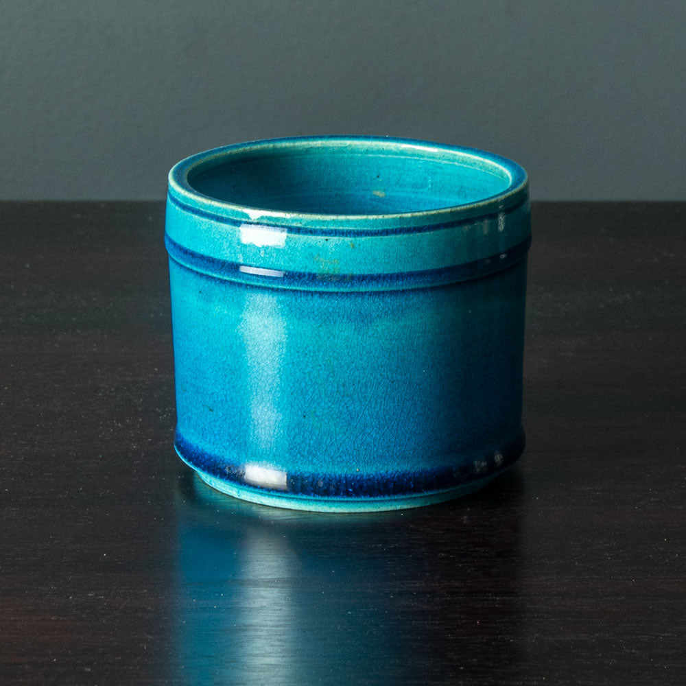 Nils Kähler for Herman A. Kähler Keramik cylindrical vase with turquoise glaze H1338