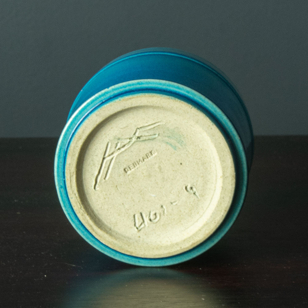 Nils Kähler for Herman A. Kähler Keramik cylindrical vase with turquoise glaze H1338