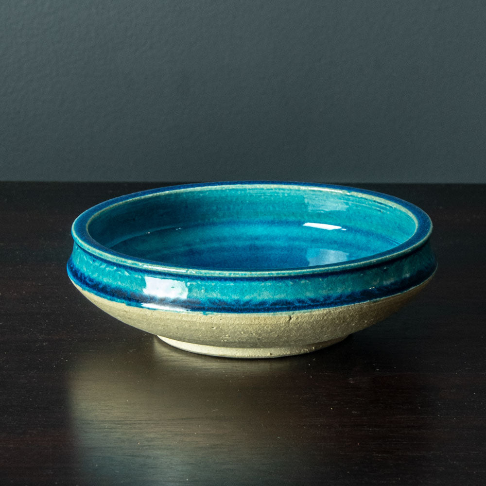 Nils Kähler for Herman A. Kähler Keramik bowl with turquoise glaze H1339
