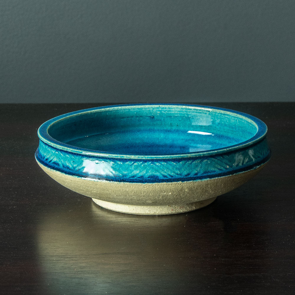 Nils Kähler for Herman A. Kähler Keramik bowl with turquoise glaze H1339