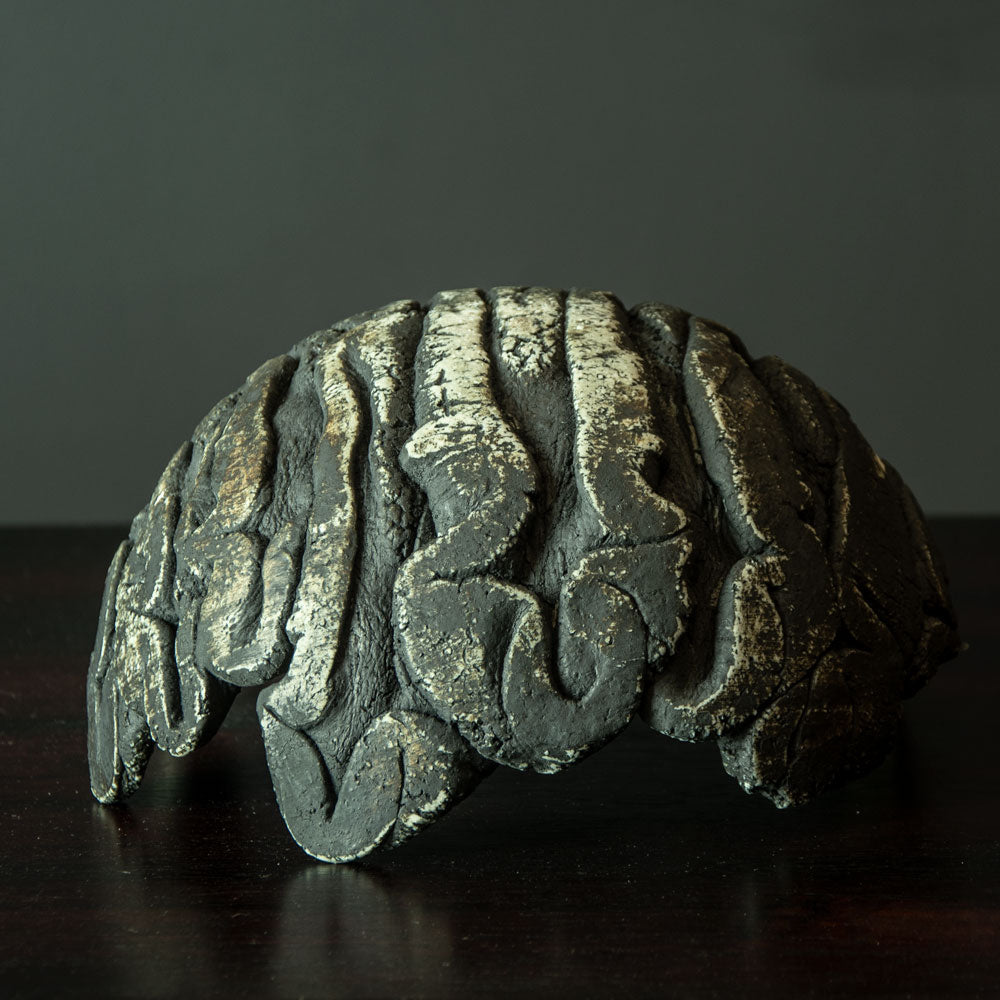 Ulla Viotti, Sweden, unique stoneware bowl with matte black and white surface H1078