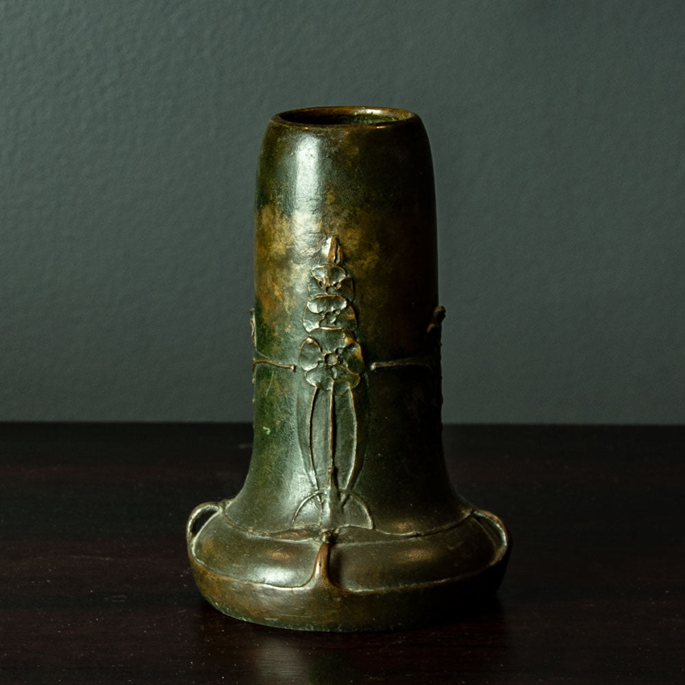 Hugo Elmquist, Sweden, art nouveau bronze vase with floral decoration G9313