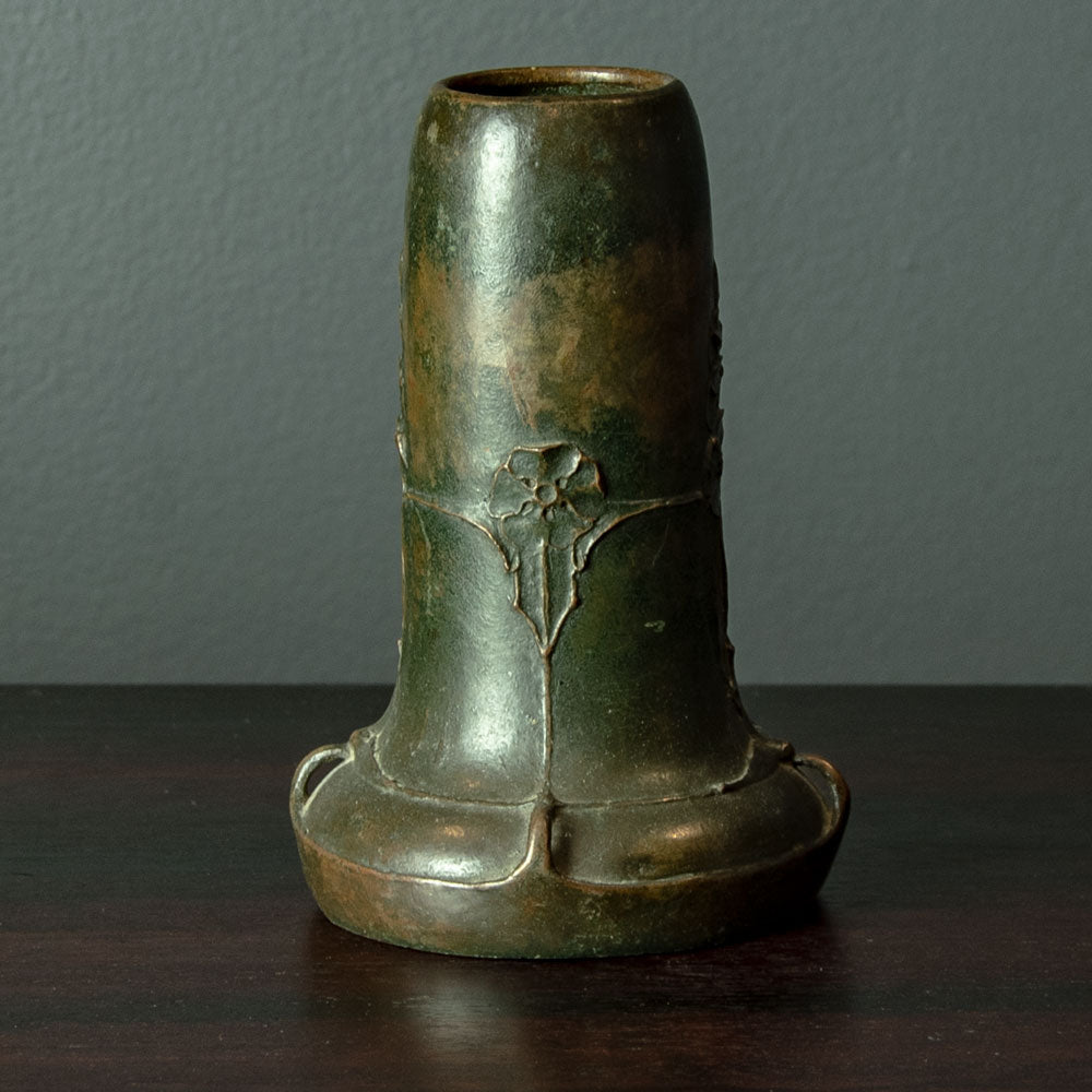 Hugo Elmquist, Sweden, art nouveau bronze vase with floral decoration G9313