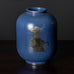 Wilhelm Kåge for Gustavsberg, blue "Argenta" vase with illustration of a woman riding a fish H1241