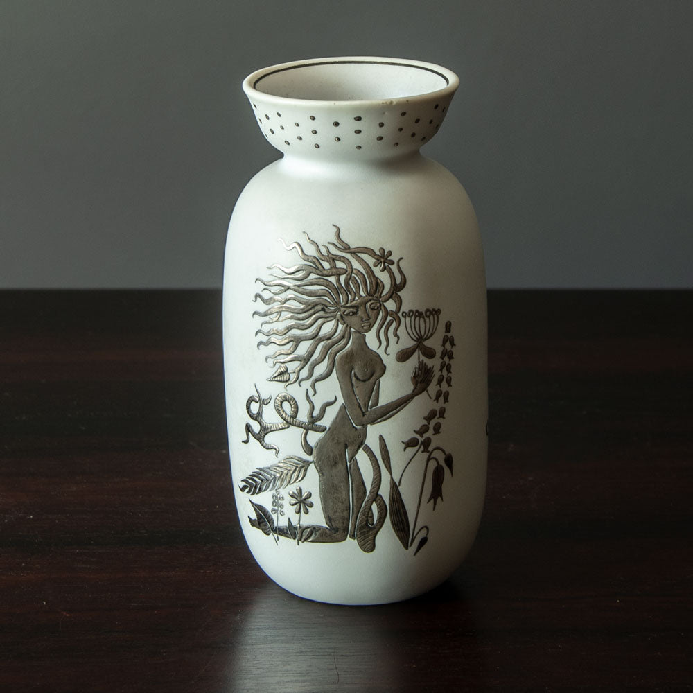 Stig Lindberg for Gustavsberg, Sweden, "Grazia" vase with female figure H1299