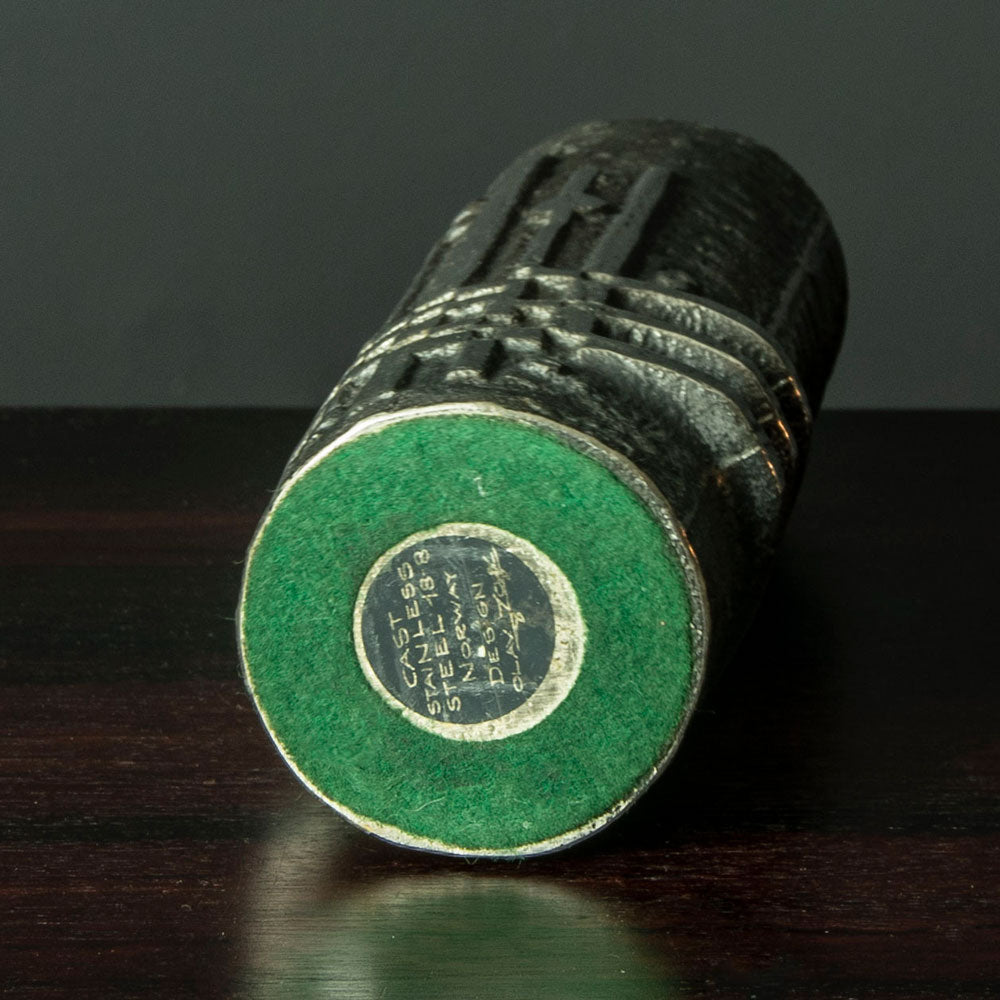 Olav Joff, Norway, brutalist stainless steel vase H1425