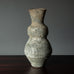Lucie Rie vase with pale gray and white volcanic glaze