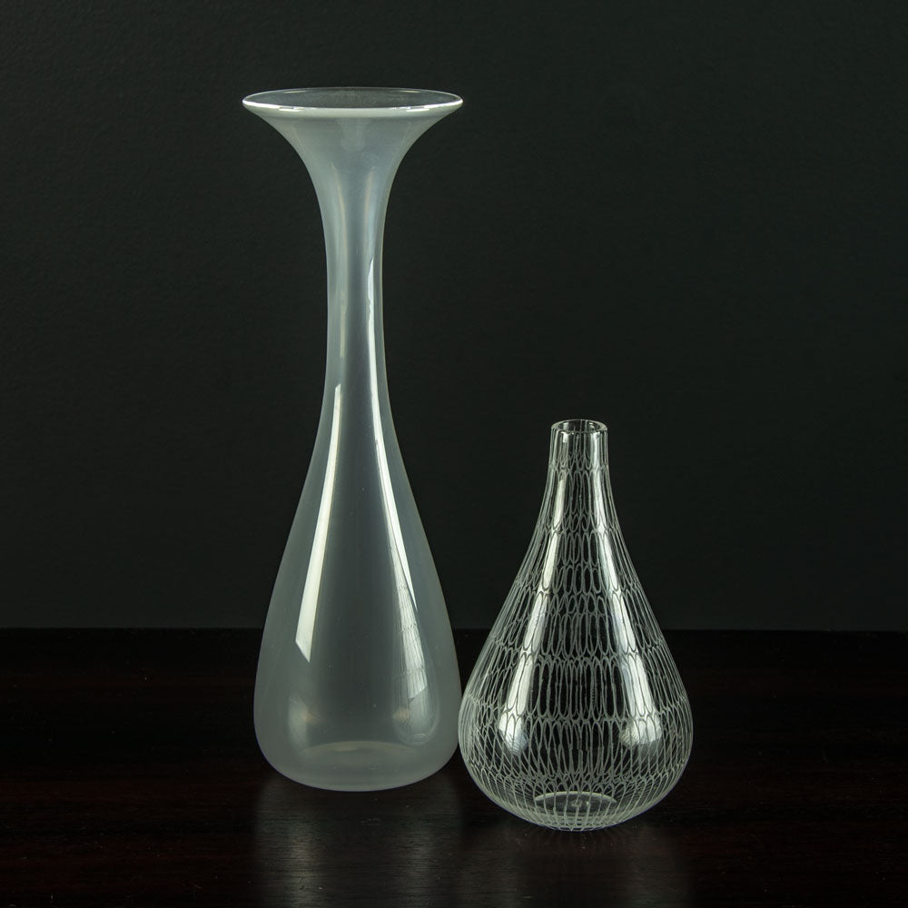 Sven Palmquist for Orrefors, Sweden, milky glass "Expo" vase with flaring rim A1247