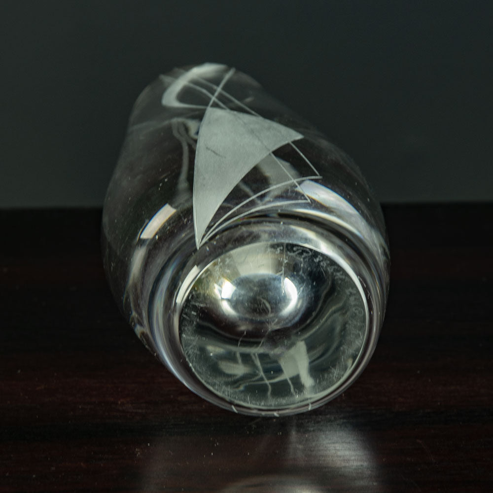 Sven Palmquist for Orrefors, Sweden, engraved clear glass vase N6979