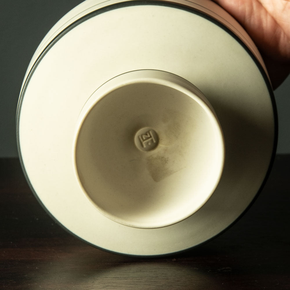 Nicholas Homoky, UK, porcelain footed bowl with black and white glaze H1448