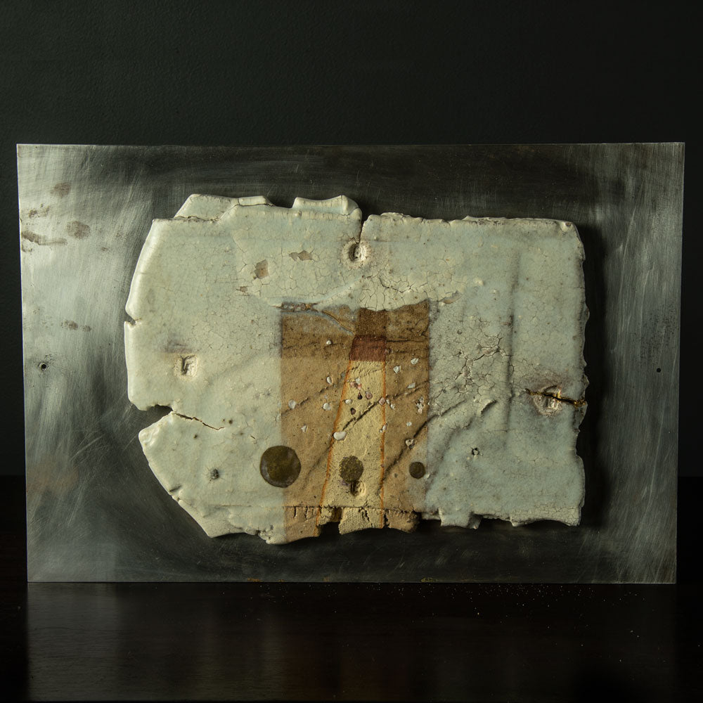 Simon Keller, "Deep Time Sessions Take 12" clay painting mounted on brushed steel SK001