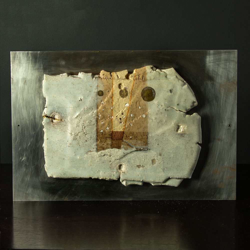 Simon Keller, "Deep Time Sessions Take 12" clay painting mounted on brushed steel SK001