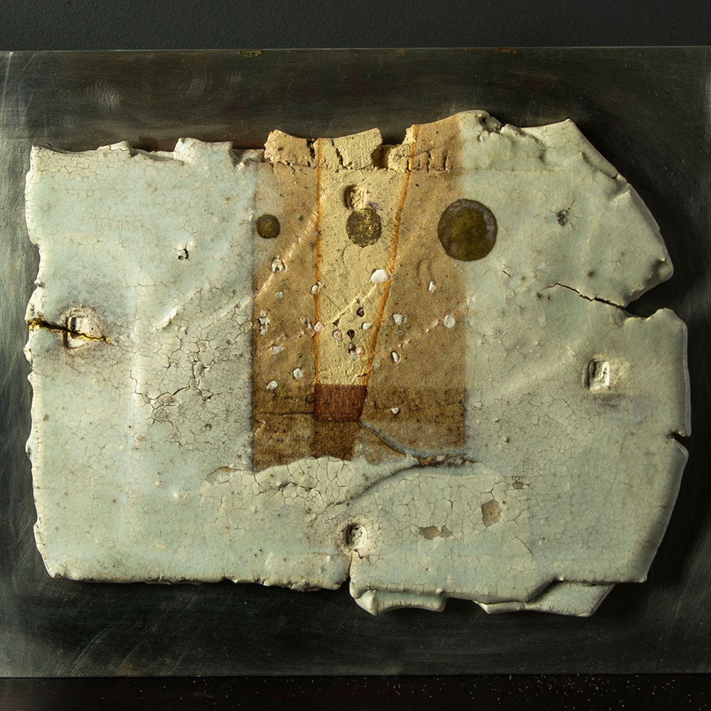 Simon Keller, "Deep Time Sessions Take 12" clay painting mounted on brushed steel SK001