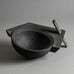 Brigitte Enders, Australia, sculptural stoneware bowl with black glaze and glass leg H1079