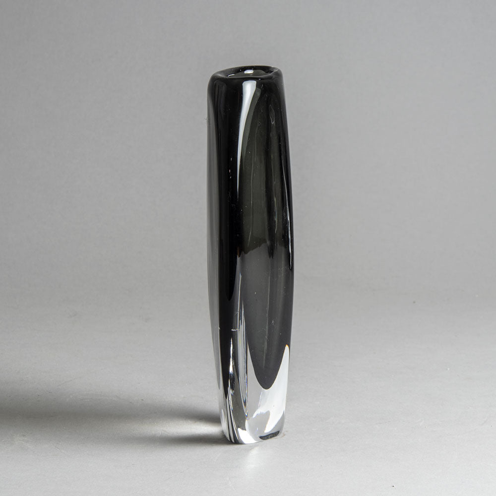 Nils Landberg for Orrefors, glass sommerso vase in gray and clear H1363